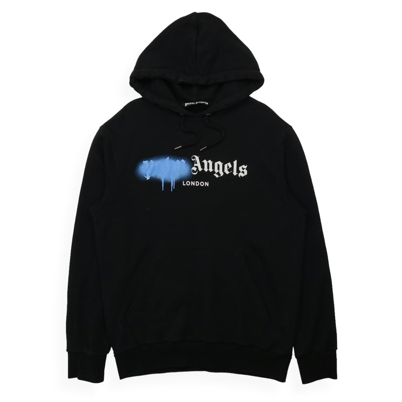 Palm Angels London Sprayed Hoodie in Black, front