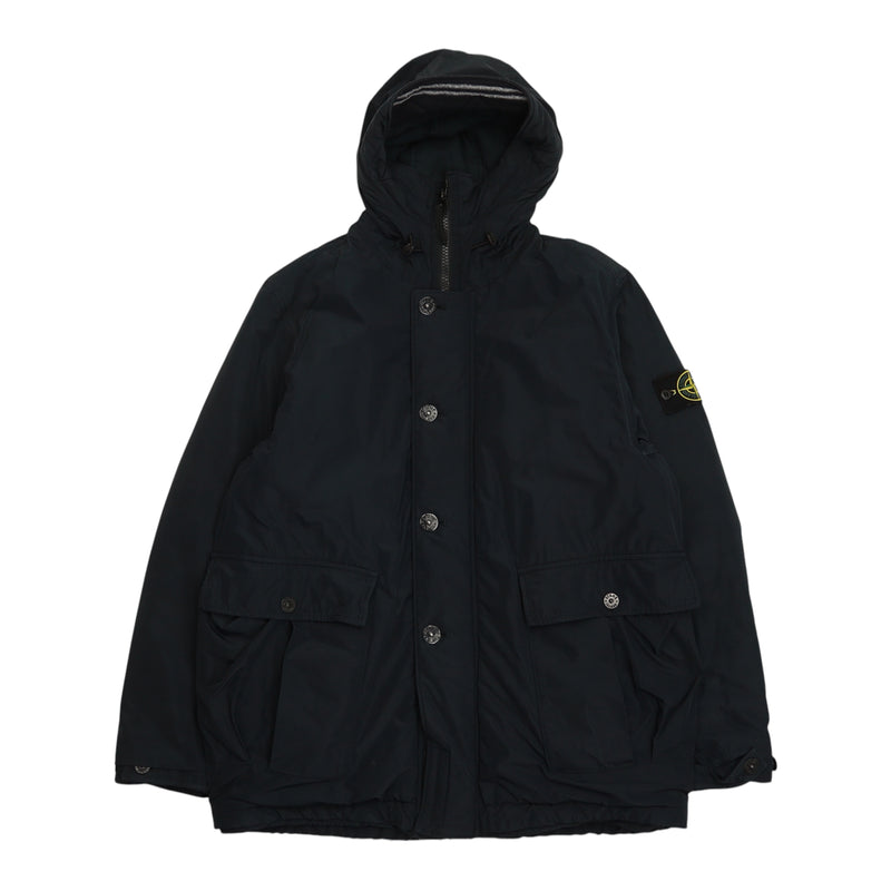 Stone Island A/W 19 Micro Reps with PrimaLoft Hooded Jacket in Navy, front