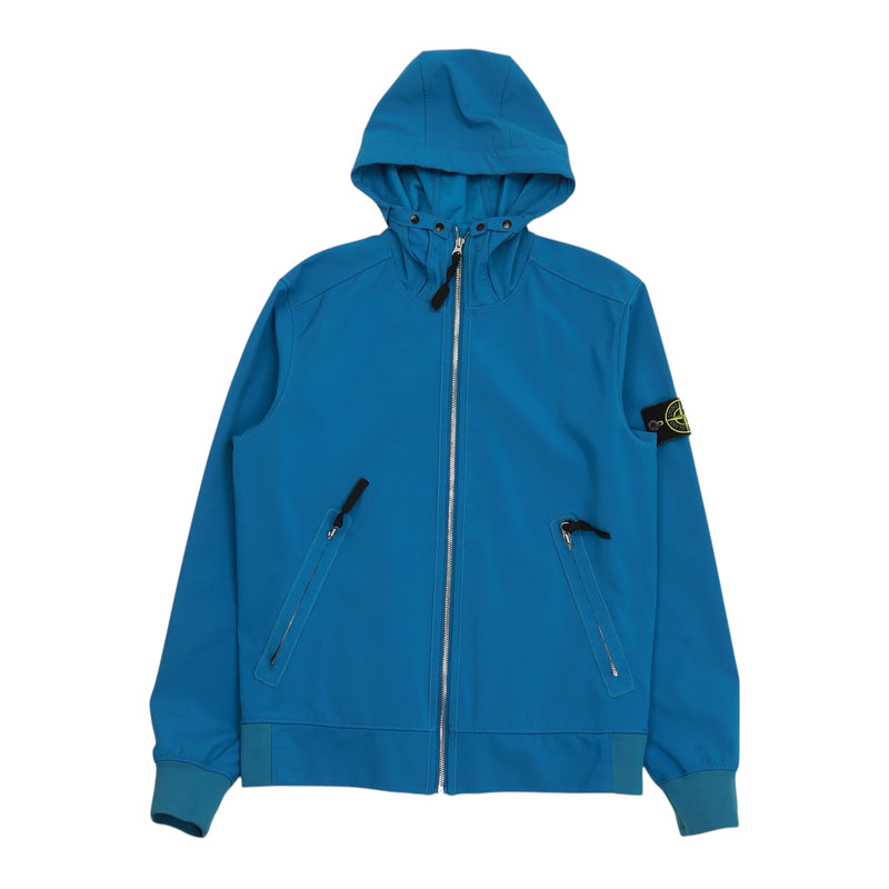 Stone Island S/S 18 Light Soft Shell-R Jacket in Aqua, front