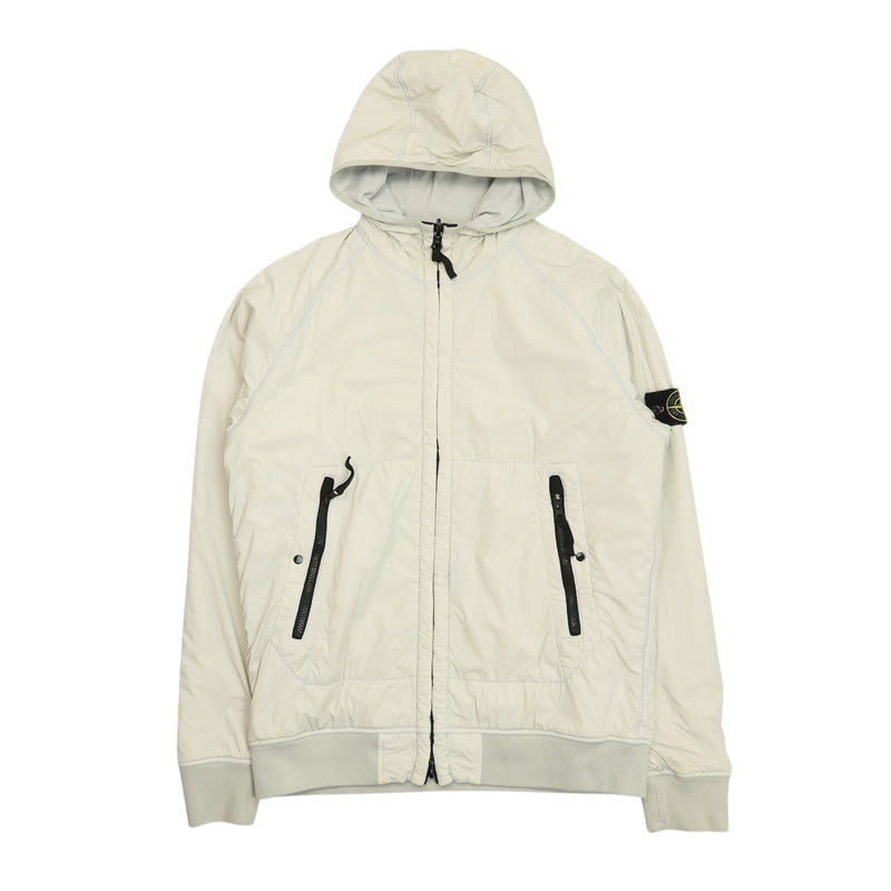 Stone Island A/W 22 Comfort Tech Composite Reversible Polartec Jacket in Cream, front