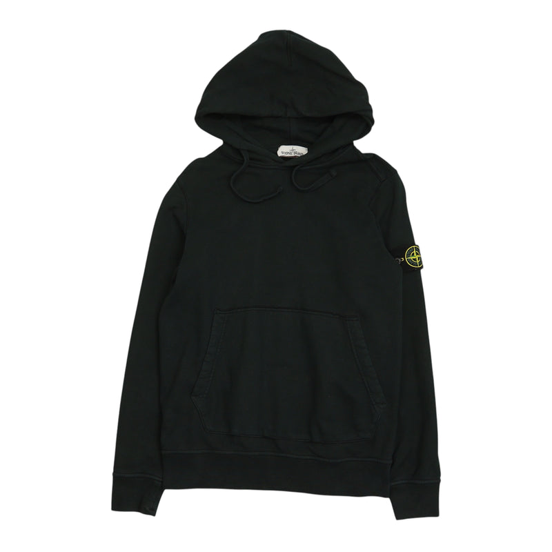 Stone Island A/W 19 Garment Dyed Popover Hoodie in Black, front
