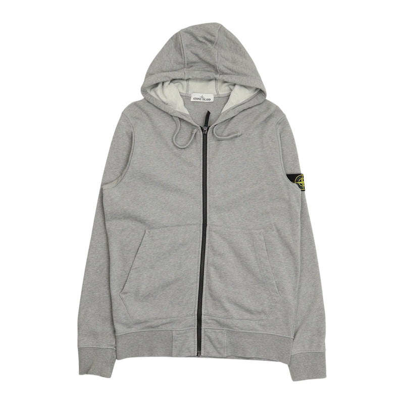 Stone Island S/S 21 Full Zip Hoodie in Grey, front