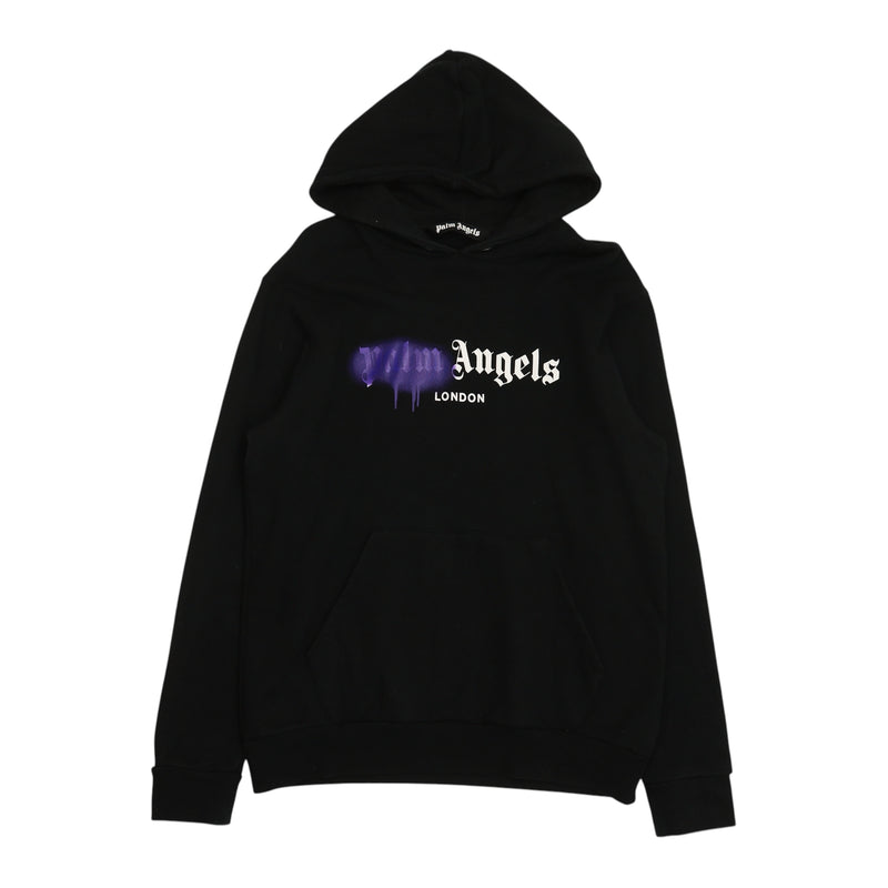 Palm Angels London Sprayed Hoodie in Black, front
