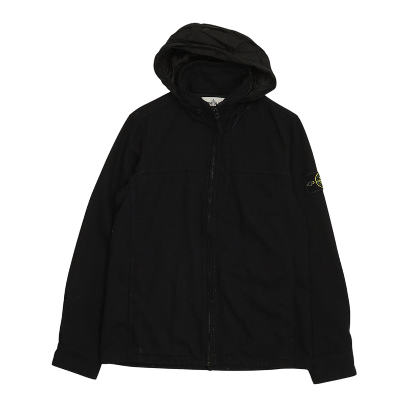 Stone Island A/W 14 Wool Hooded Overshirt in Black, front