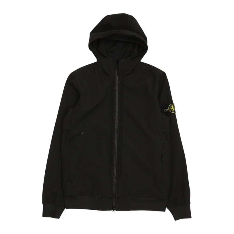 Stone Island S/S 22 Soft Shell-R e.dye Jacket in Black, front
