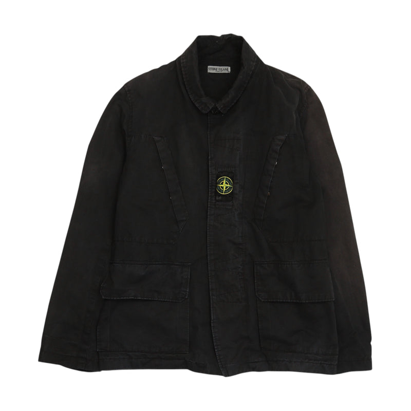 Stone Island S/S 08 Microfibre Centre Patch Field Jacket in Black, front