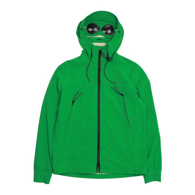 C.P. Company S/S 20 Soft Shell Goggle Jacket in Green, front