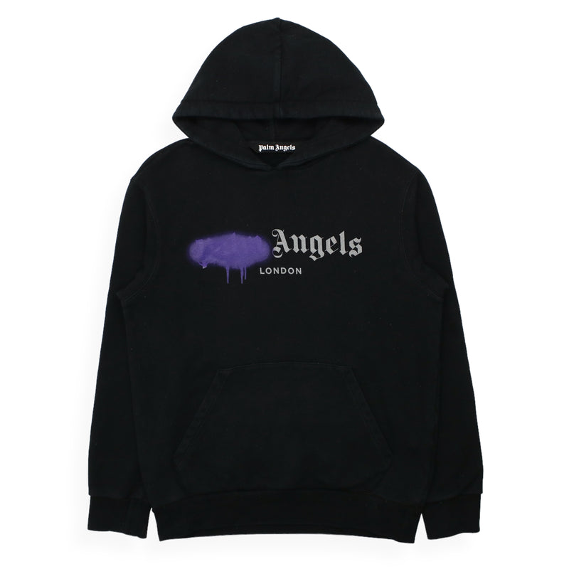 Palm Angels London Sprayed Hoodie in Black, front