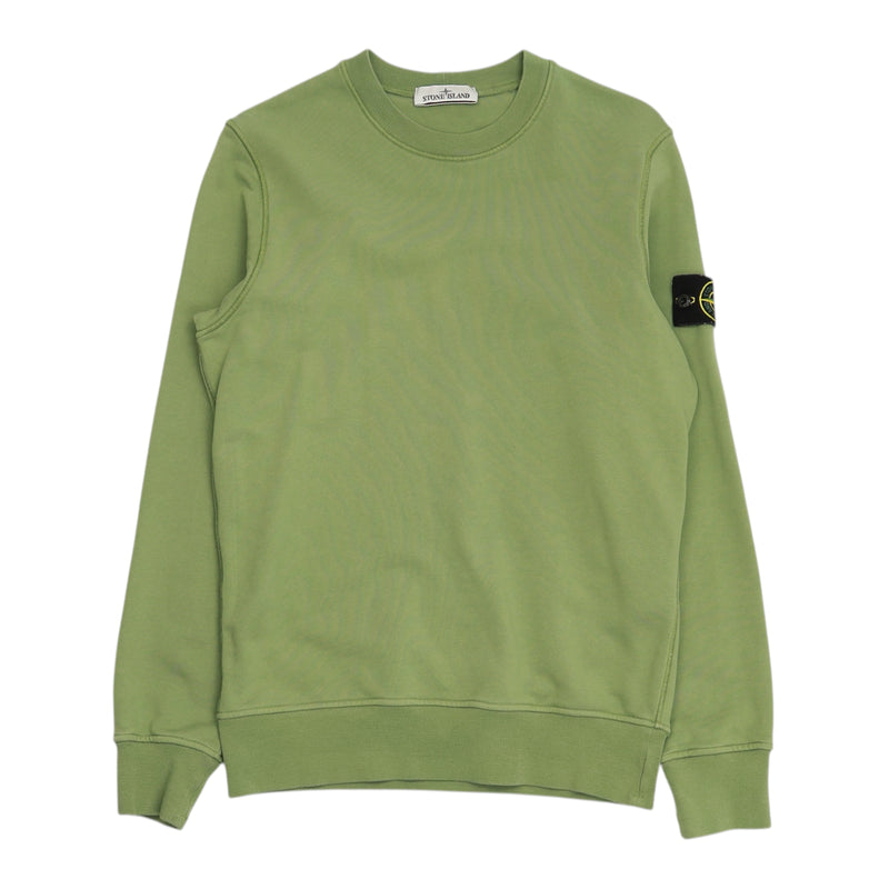Stone Island S/S 23 Garment Dyed Sweatshirt in Green, front