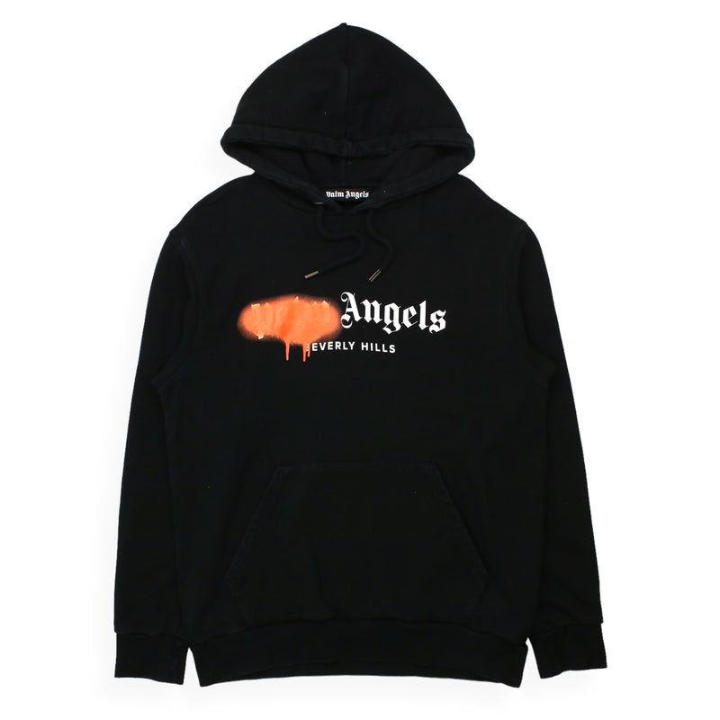 Palm Angels S/S 21 Beverly Hills Sprayed Logo Hoodie in Black, front