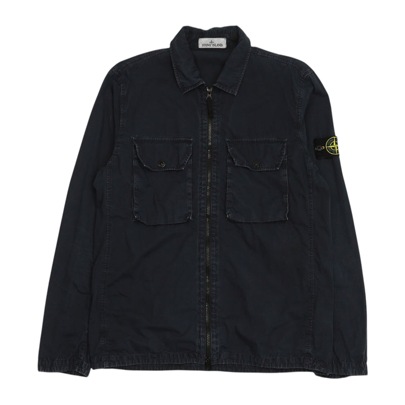 Stone Island A/W 21 2 Pocket Brushed Cotton Overshirt in Navy, front