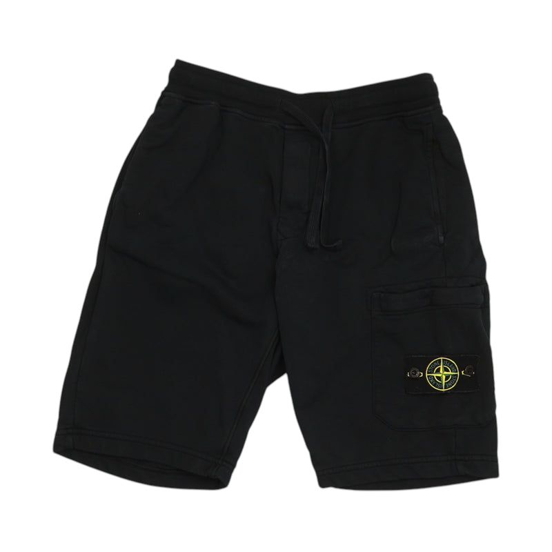 Stone Island S/S 23 Garment Dyed Bermuda Sweat Shorts in Black, front