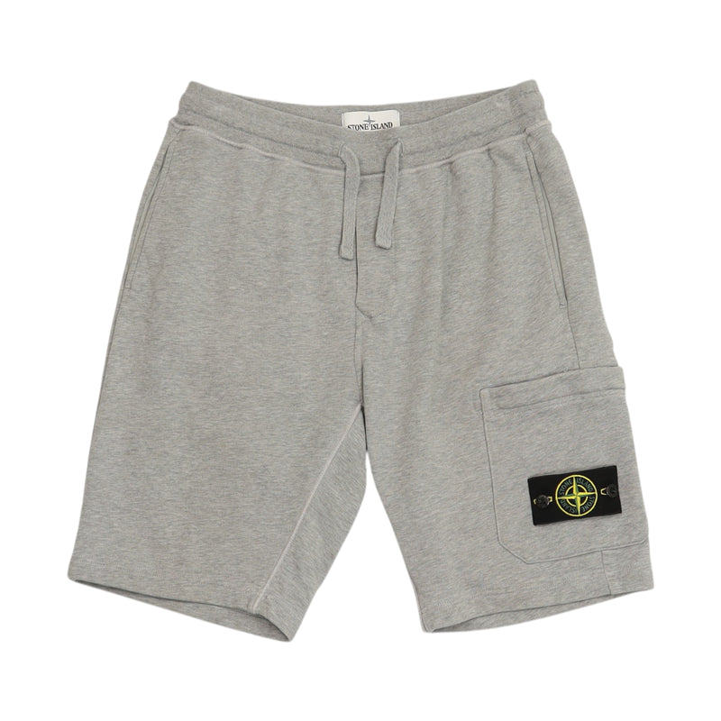Stone Island S/S 21 Bermuda Cargo Sweat Shorts in Grey, front