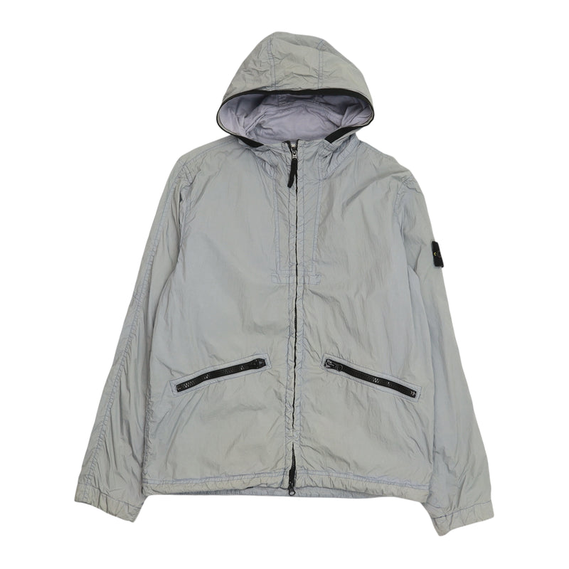 Stone Island S/S 19 Crinkle Reps NY Hooded Jacket in Sky Blue, front