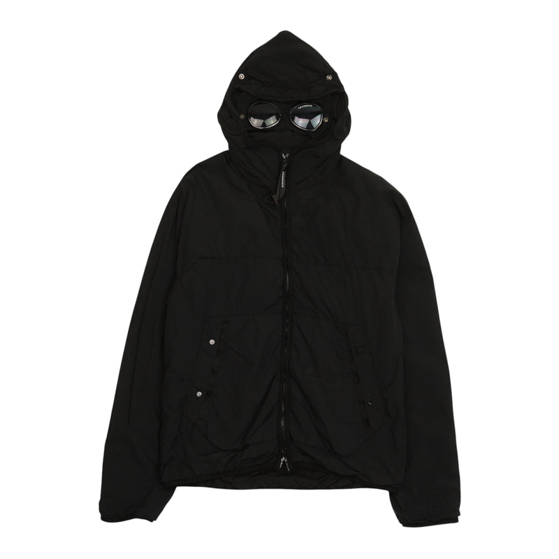 C.P. Company S/S 23 GDP Polartec Goggle Hooded Jacket in Black, front