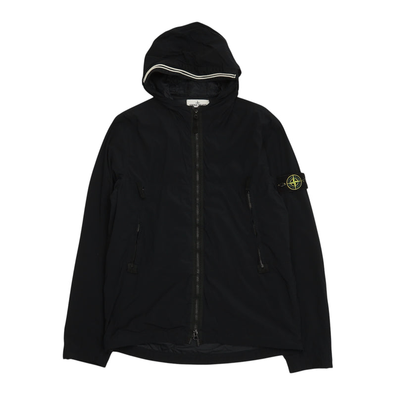 Stone Island S/S 21 Skin Touch Nylon Hooded Jacket in Navy, front