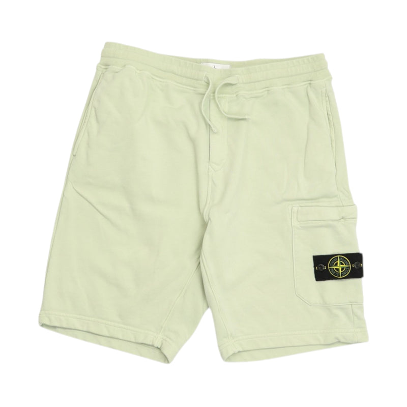 Stone Island S/S 21 Bermuda Cargo Sweat Shorts in Mint, front
