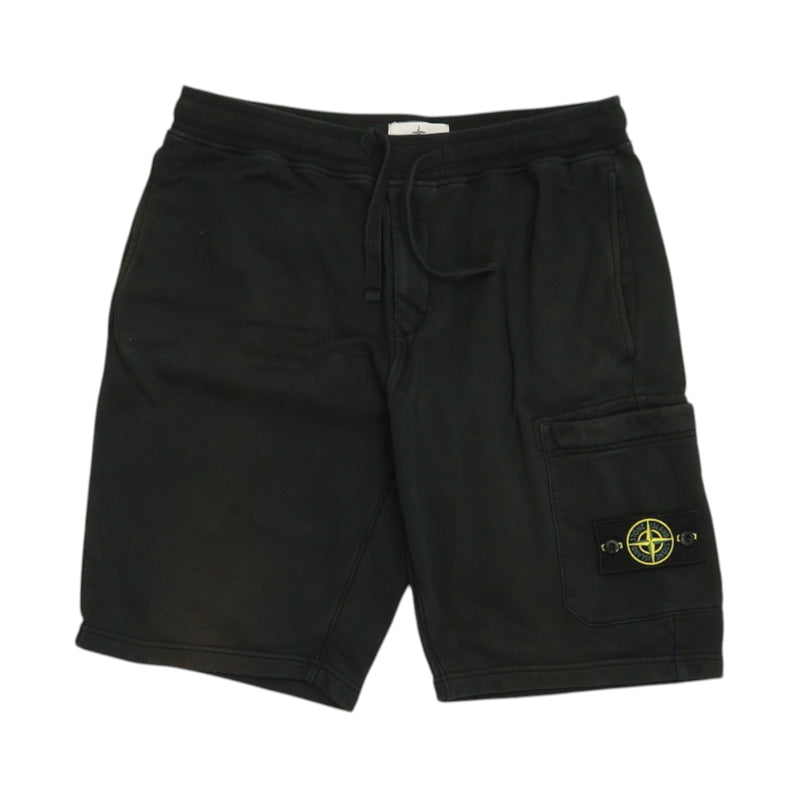 Stone Island S/S 22 Garment Dyed Cotton Cargo Shorts in Black, front