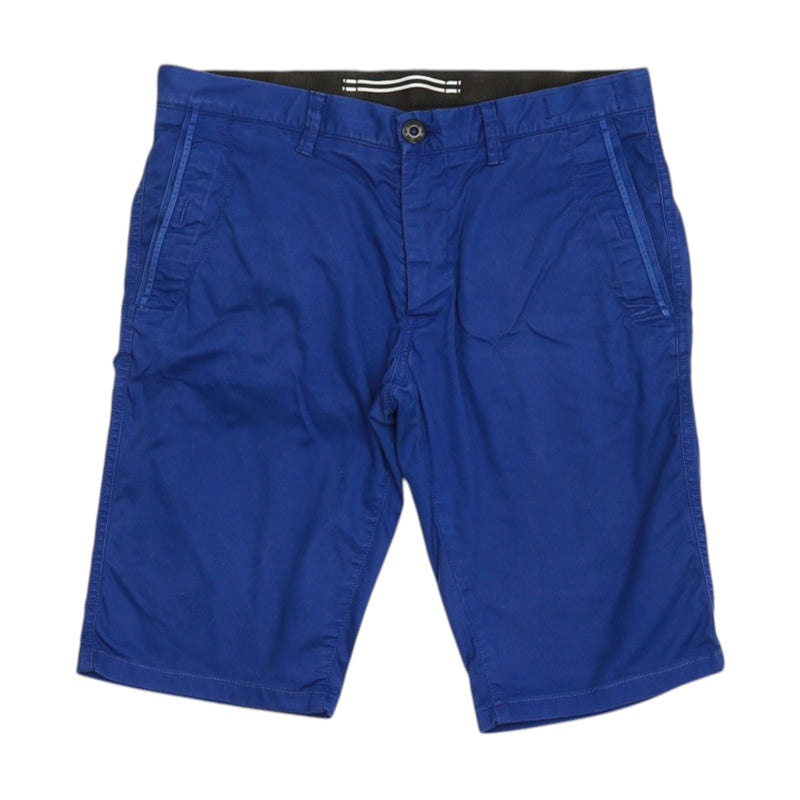 Stone Island S/S 15 Embroidered Logo Shorts in Blue, front