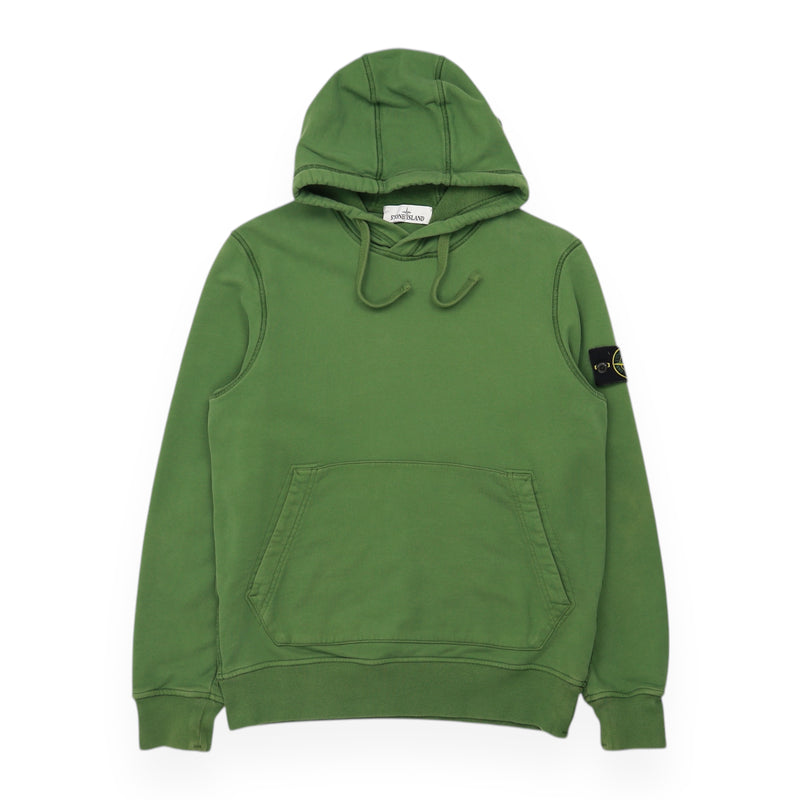 Stone Island A/W 22 Garment Dyed Hoodie in Green, front