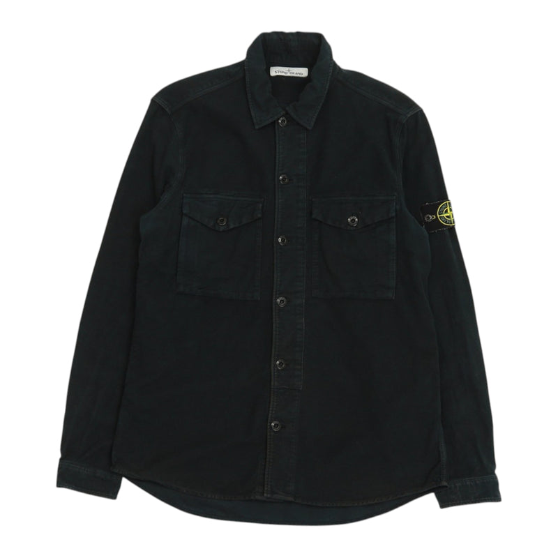 Stone Island A/W 17 Moleskin Brushed Cotton Overshirt in Black, front