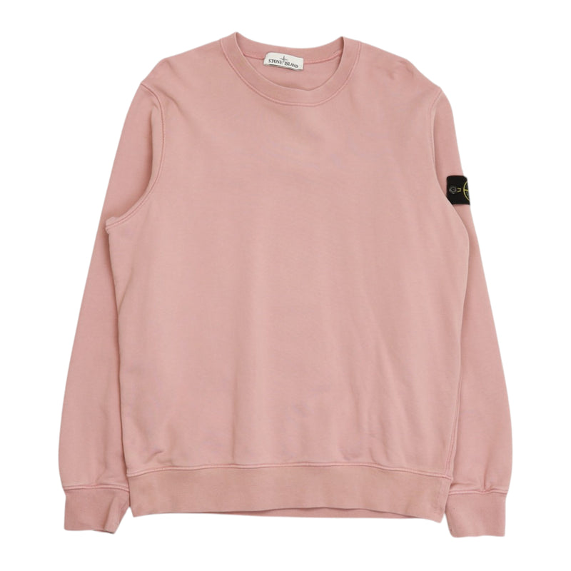 Stone Island S/S 21 Garment Dyed Sweatshirt in Dusty Pink, front