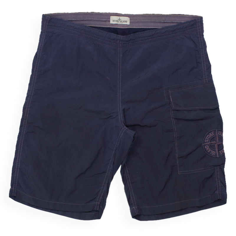 Stone Island Junior S/S 17 Nylon Compass Swim Shorts in Navy, front