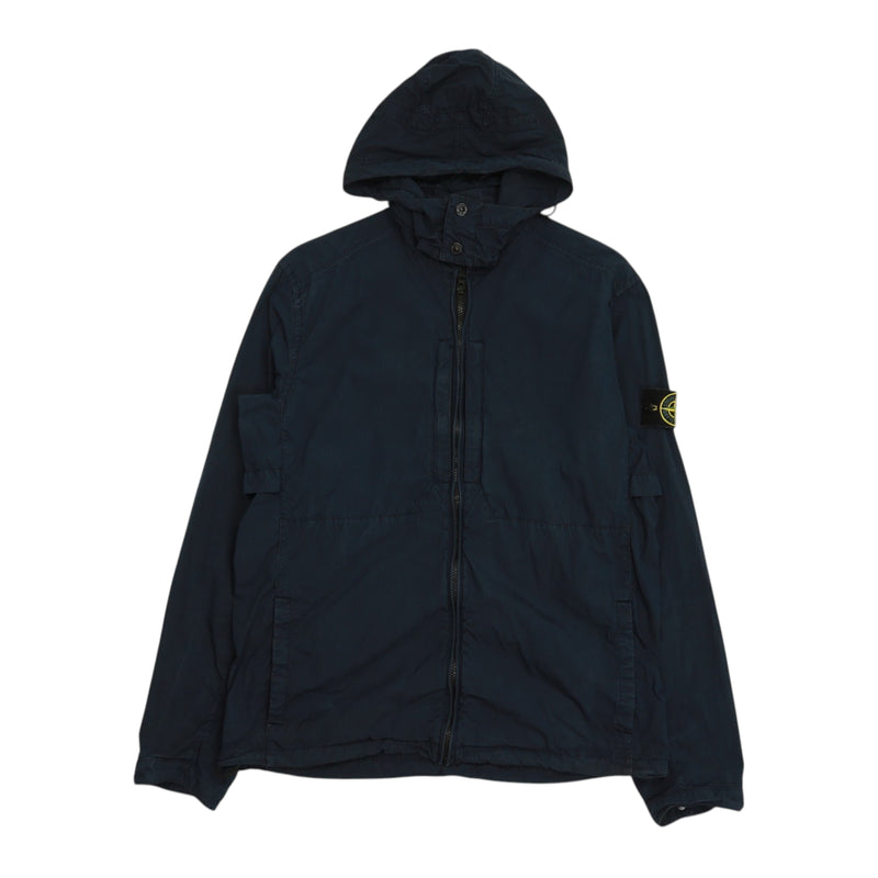 Stone Island S/S 14 Garment Dyed Poplin Hooded Jacket in Navy, front