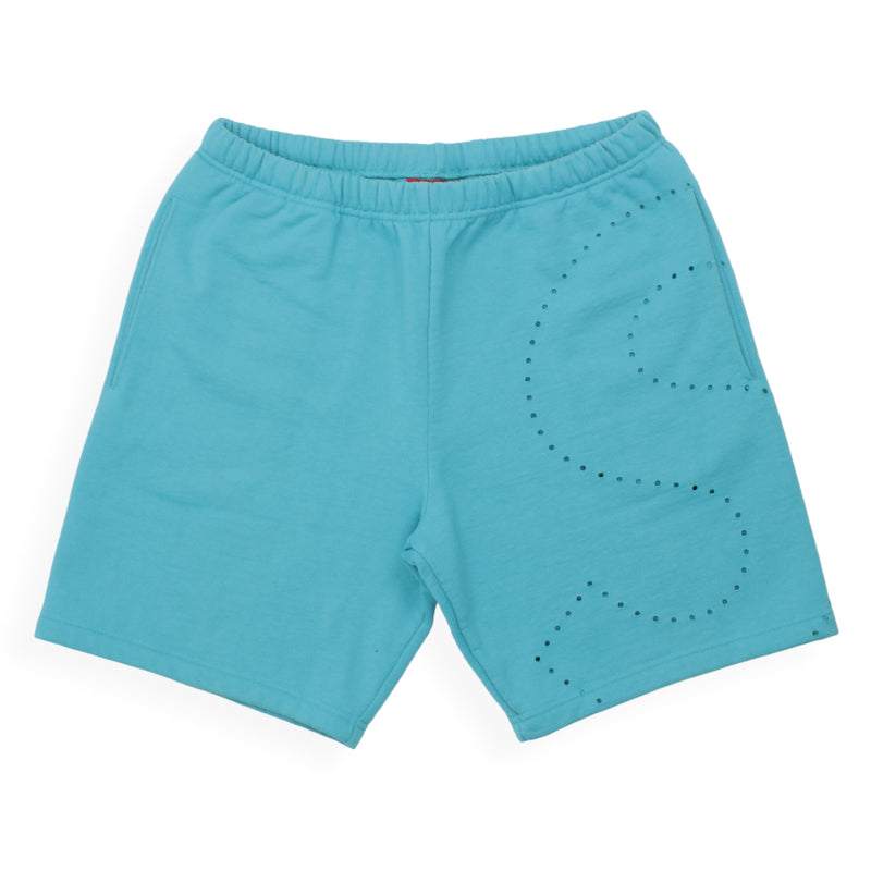 Supreme Laser Cut S Logo Shorts in Aqua, front