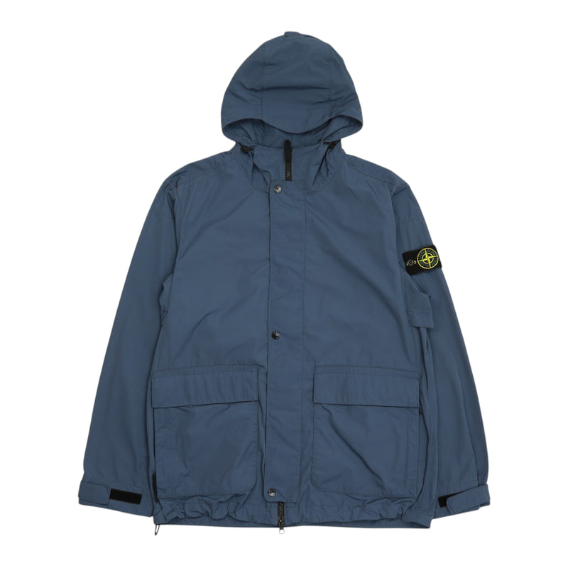 Stone Island S/S 24 Micro Twill Hooded Jacket in Blue, front