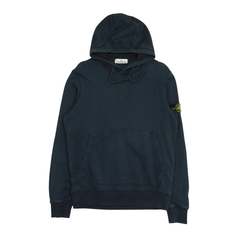 Stone Island S/S 22 Garment Dyed Popover Hoodie in Navy, front