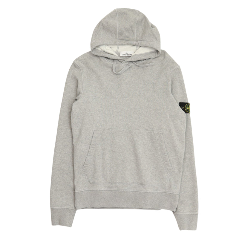 Stone Island S/S 22 Garment Dyed Popover Hoodie in Grey, front