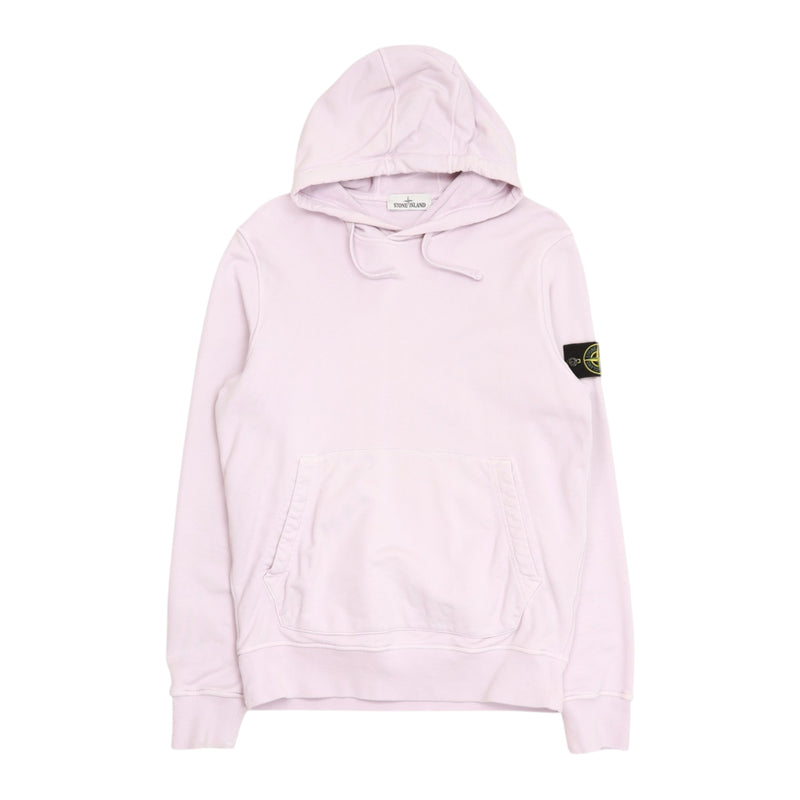 Stone Island S/S 22 Garment Dyed Popover Hoodie in Pink, front
