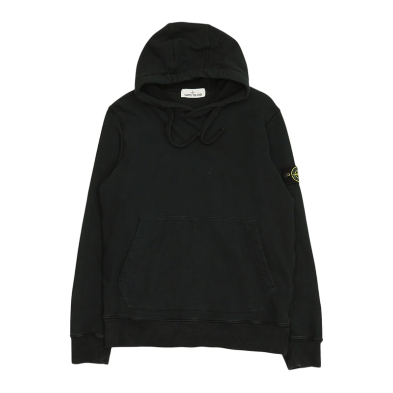 Stone Island A/W 21 Garment Dyed Popover Hoodie in Black, front