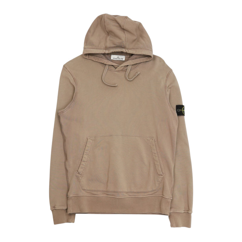 Stone Island S/S 24 Garment Dyed Popover Hoodie in Brown, front