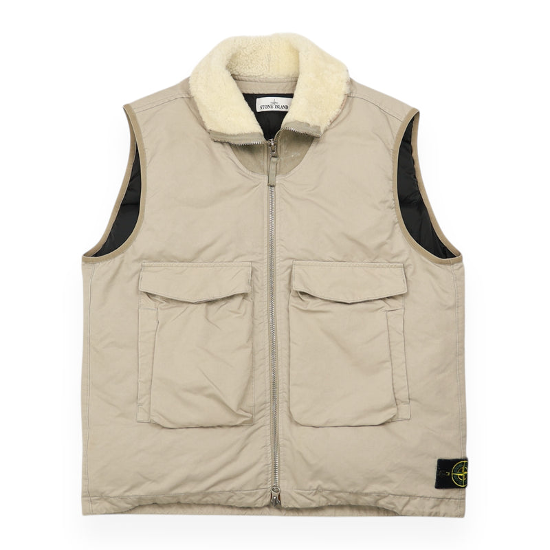 Stone Island David-TC Down Gilet in Sand, front