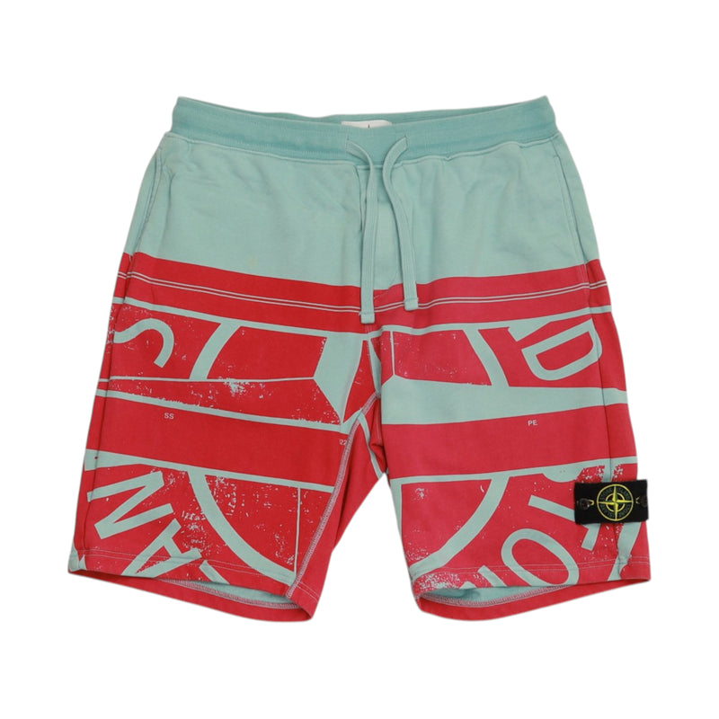 Stone Island S/S 22 Mosaic Fleece Shorts in Blue, front