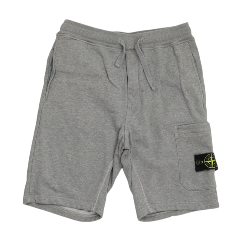 Stone Island S/S 22 Cotton Fleece Cargo Bermuda Shorts in Grey, front