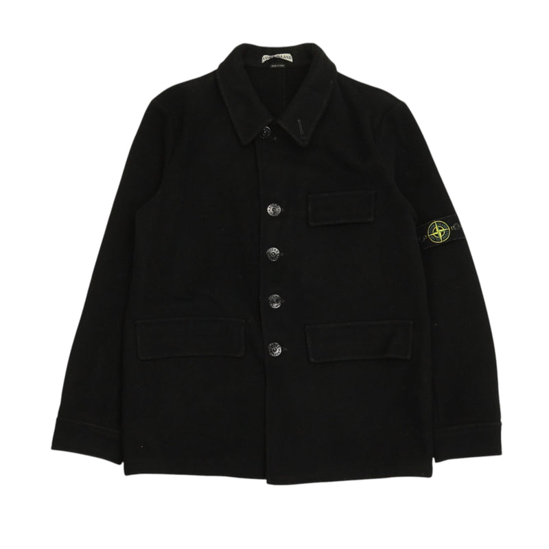 Stone Island A/W 03 Wool Trench Jacket in Black, front