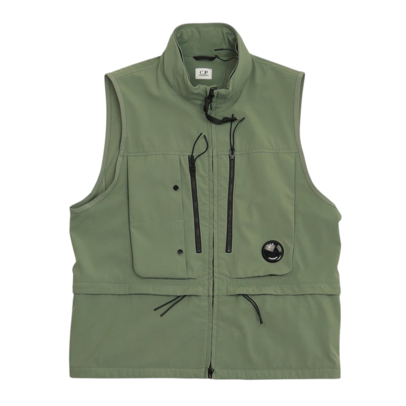 C.P. Company S/S 24 Shell-R Utility Vest in Green, front