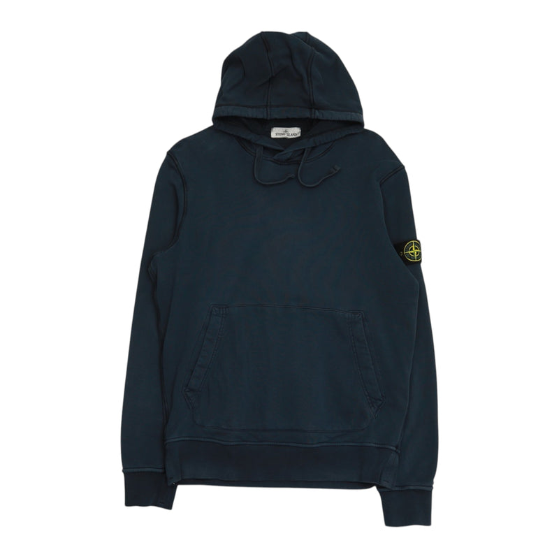 Stone Island S/S 22 Garment Dyed Popover Hoodie in Navy, front