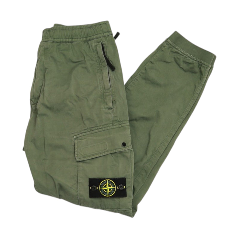 Stone Island A/W 21 Stretch Cotton Tela Cargo Pants in Green, front