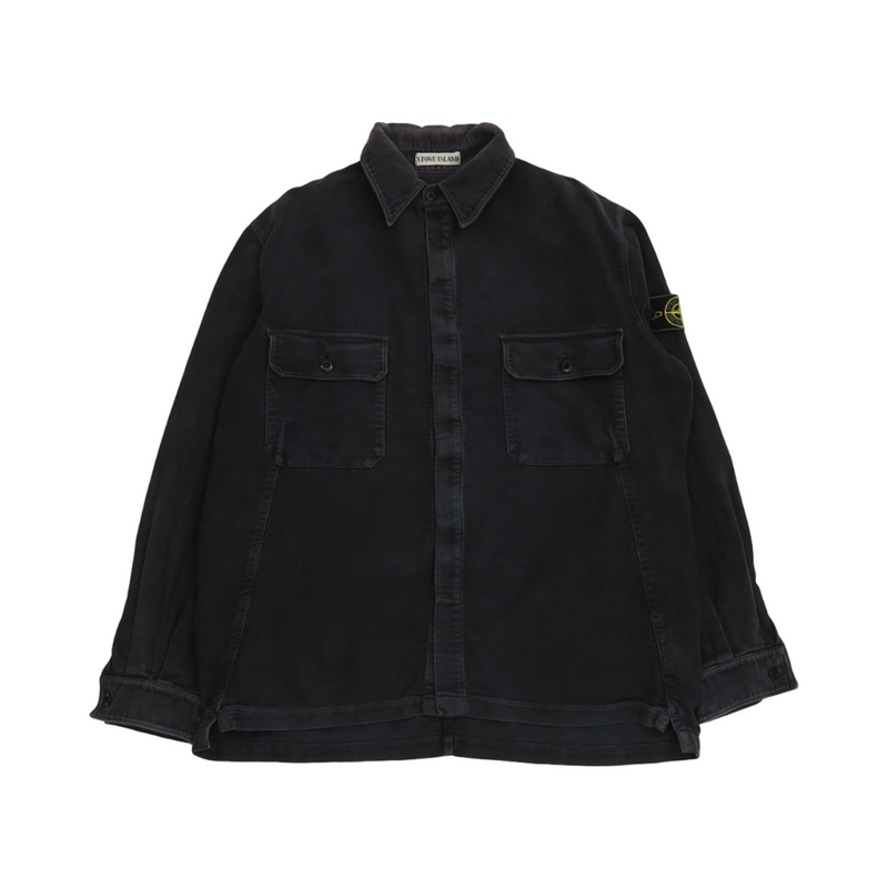 Stone Island A/W 98 Moleskin Green Edged Overshirt in Navy, front