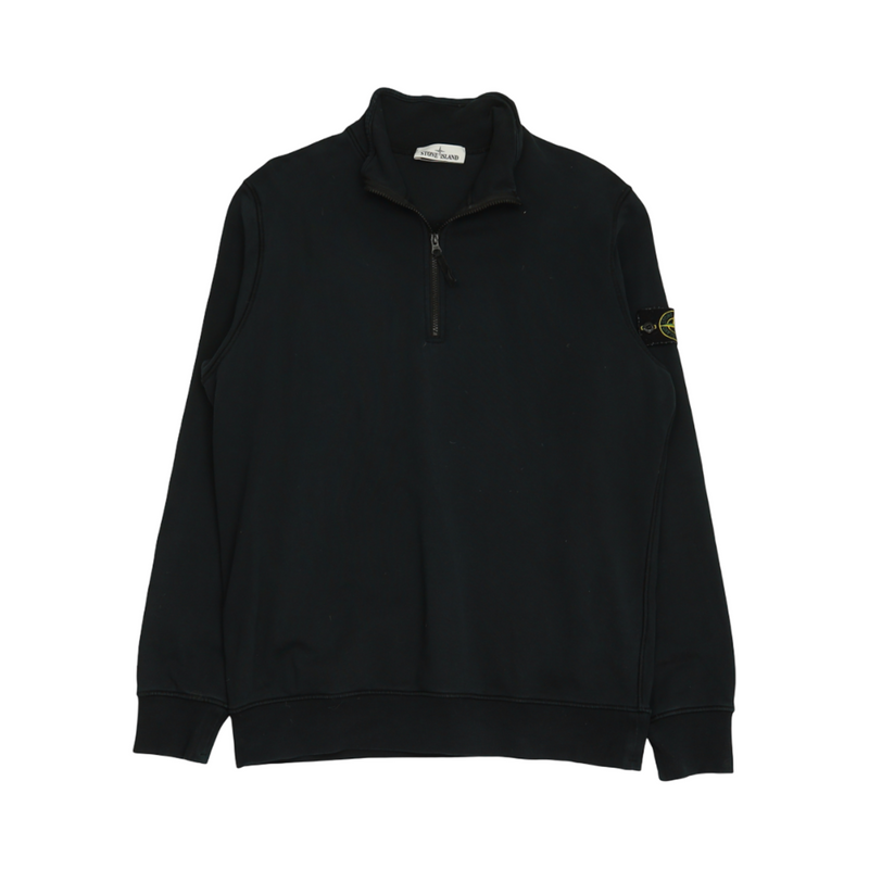 Stone Island S/S 21 Half Zip Sweatshirt in Black, front