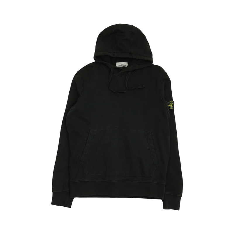 Stone Island A/W 22 Garment Dyed Popover Hoodie in Black, front