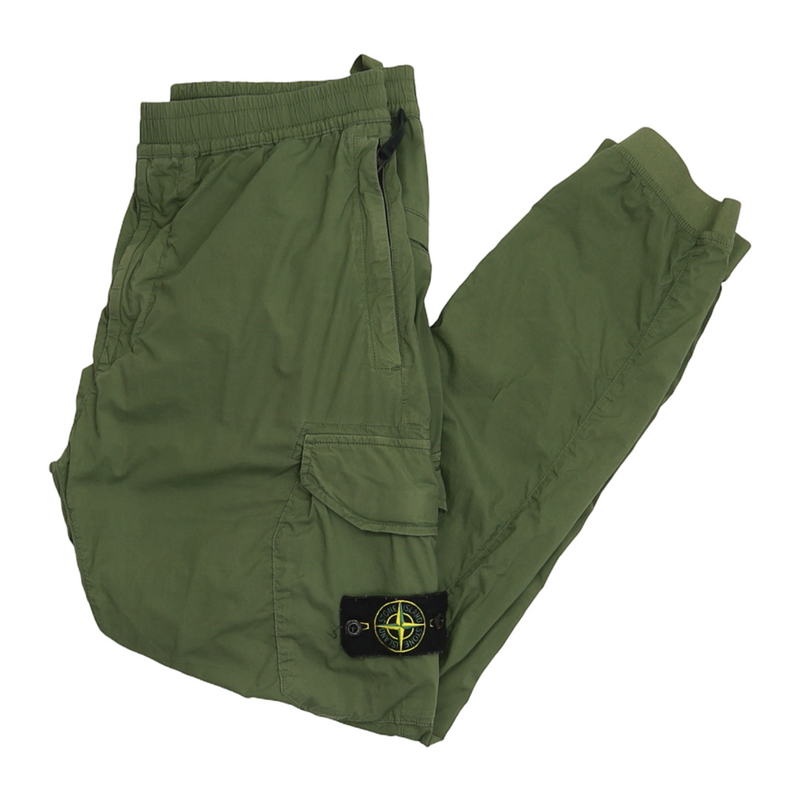 Stone Island S/S 20 Paracadute Cotton RE-T Cargo Pants in Green, front