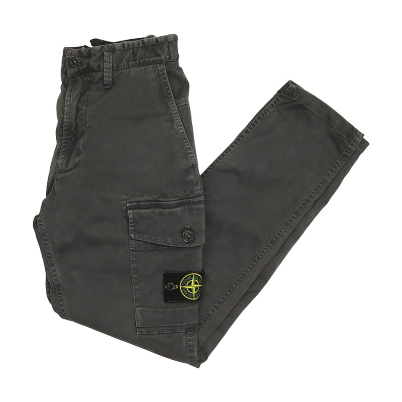 Stone Island S/S 24 Stretch Cotton Sateen Cargo Pants in Grey, front