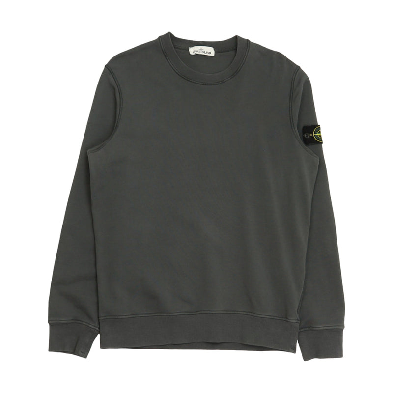 Stone Island S/S 22 Garment Dyed Sweatshirt in Charcoal Grey, front