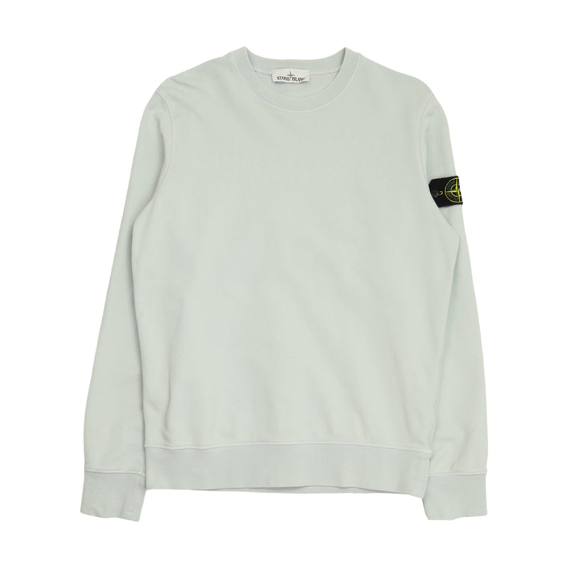 Stone Island S/S 21 Garment Dyed Sweatshirt in Baby Blue, front