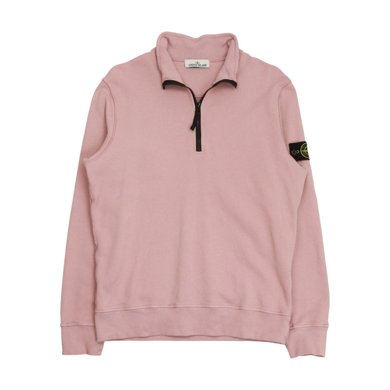 Stone Island A/W 22 Brushed Cotton Half Zip Sweatshirt in Pink, front